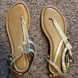 BCBG gold sandals